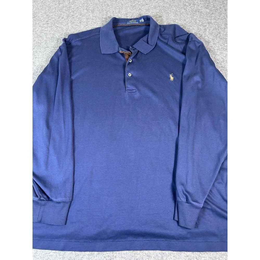 Polo Ralph Lauren‎ Blue Long Sleeve Polo Shirt Size 3xb 1/4 Button